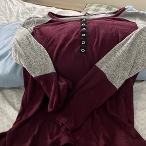 Soft sweater material Henley style shirt